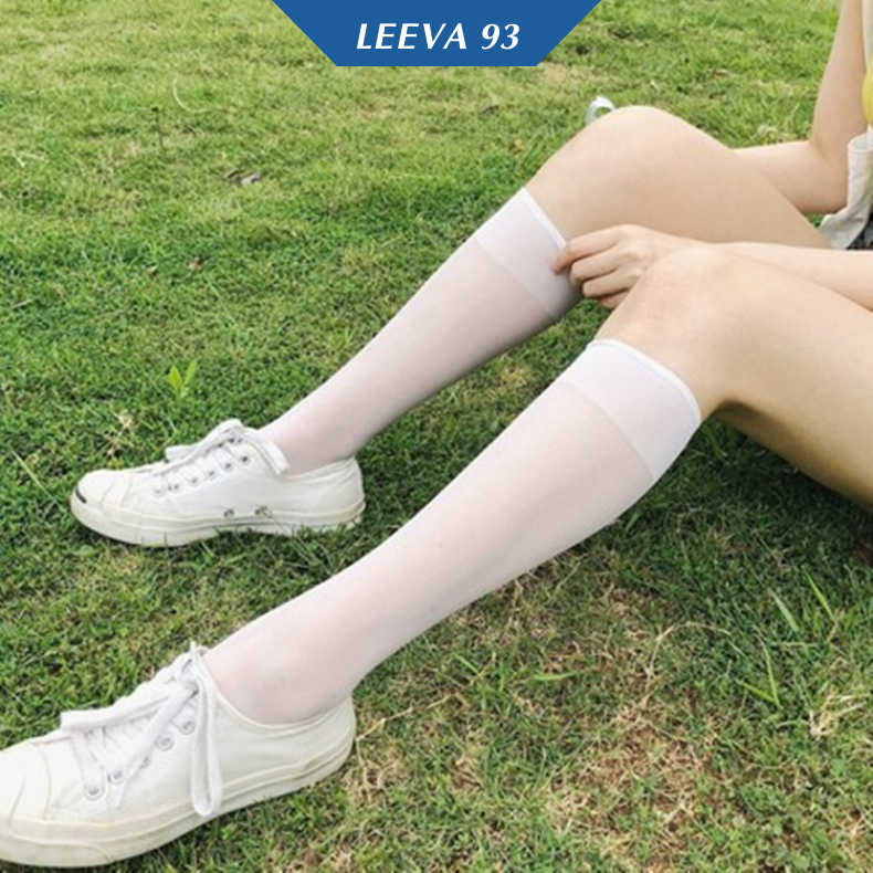 Tất đùi qua gối phong cách Lolita , vớ phong cách Nhật Bản dài tới bắp chân thiết kế trơn T02 - Leeva 93