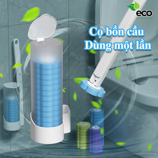 Bộ cọ vệ sinh nhà tắm ECO dùng một lần gắn tường, cọ toilet xoay 360 độ thế hệ mới có đầu thay thế