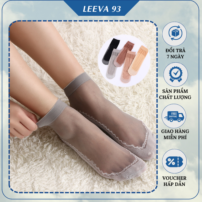 Combo 10 đôi tất nữ vỡ nữ phong cách Hàn Quốc co giãn thấm hút và chống trượt đủ màu T01 - Leeva 93