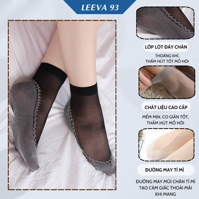 Combo 10 đôi tất nữ vỡ nữ phong cách Hàn Quốc co giãn thấm hút và chống trượt đủ màu T01 - Leeva 93