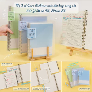 KLONG - Sổ và ruột CARO (6X6)mm nét đứt kẹp còng sắt size B5, A4 và A5 - Binder - 100gsm 100/76; MS:MS: 516 - 530 - 522