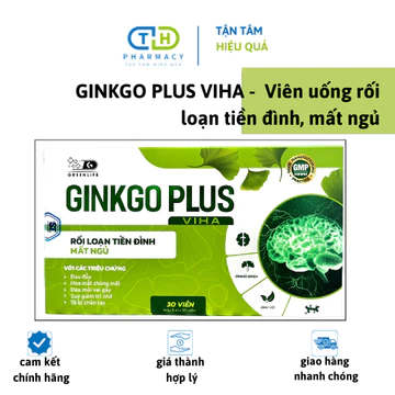 GINKGO PLUS VIHA - Viên uống rối loạn tiền đình, mất ngủ hộp 30v
