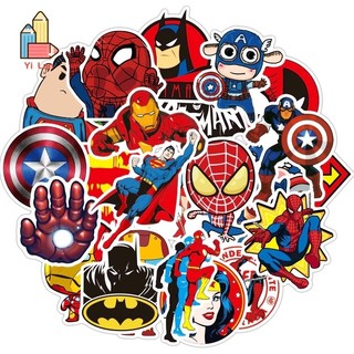 Set 10 30 50 stickers siêu anh hùng dán nón mũ bảo hiểm laptop vali sổ tay đàn guitar điện thoại tủ lạnh xe máy