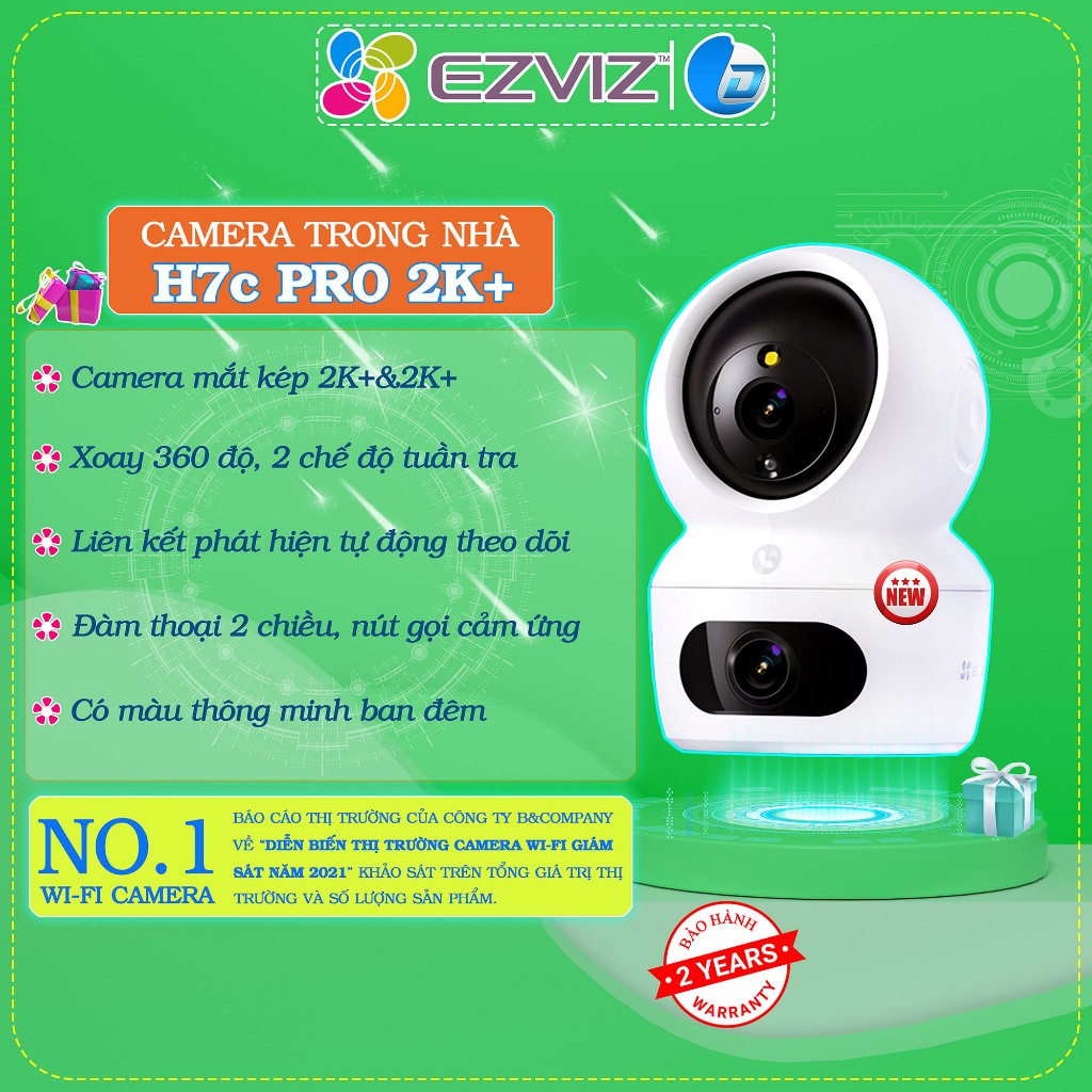 [Nhập ELEZ15 giảm 10%] Camera wifi ống kính kép Ezviz H7C 4MP 2K+ chính ...