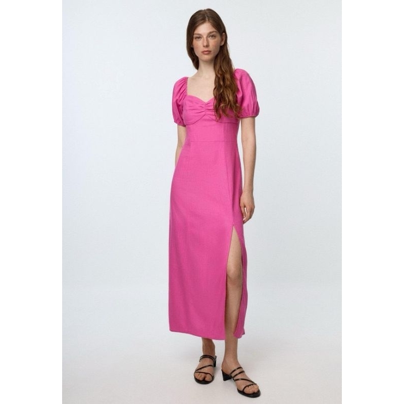 (Sale) Đầm maxi trơn, hoa Blu*Pepper* xẻ tà - dư xịn