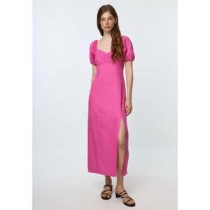 Đầm maxi trơn, hoa Blu*Pepper* xẻ tà - dư xịn