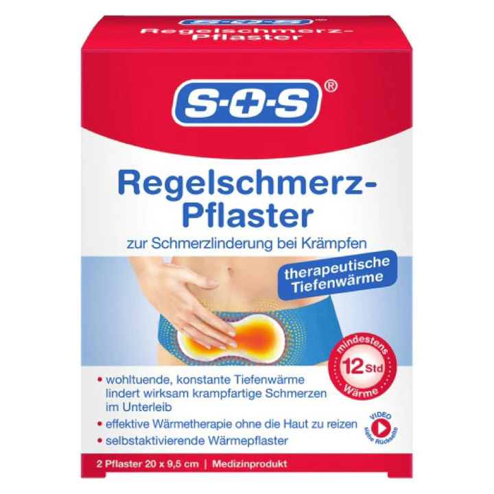 SOS - Miếng dán giảm đau bụng kinh SOS. Hộp 2 miếng/ hàng Đức