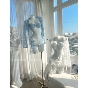 -CHÍNH CHỦ SET BIKINI VÁY BÈO TẶNG ÁO KHOÁT TẶNG HOA CÀI RỜI HOTTREND HÈ 2025(ẢNH THẬT)