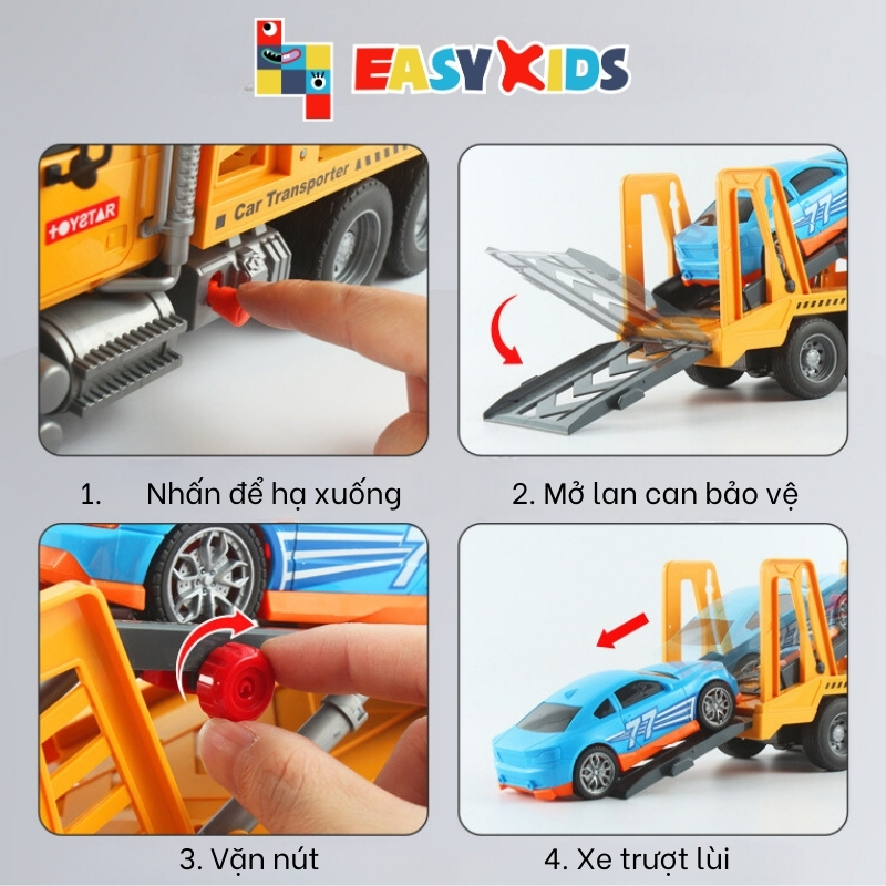 Xe Cứu Hộ Đồ Chơi Cỡ Lớn Cho Bé Như Thật Toystar, Xe Cứu Hộ Nâng Ô Tô Có Đèn Nhạc