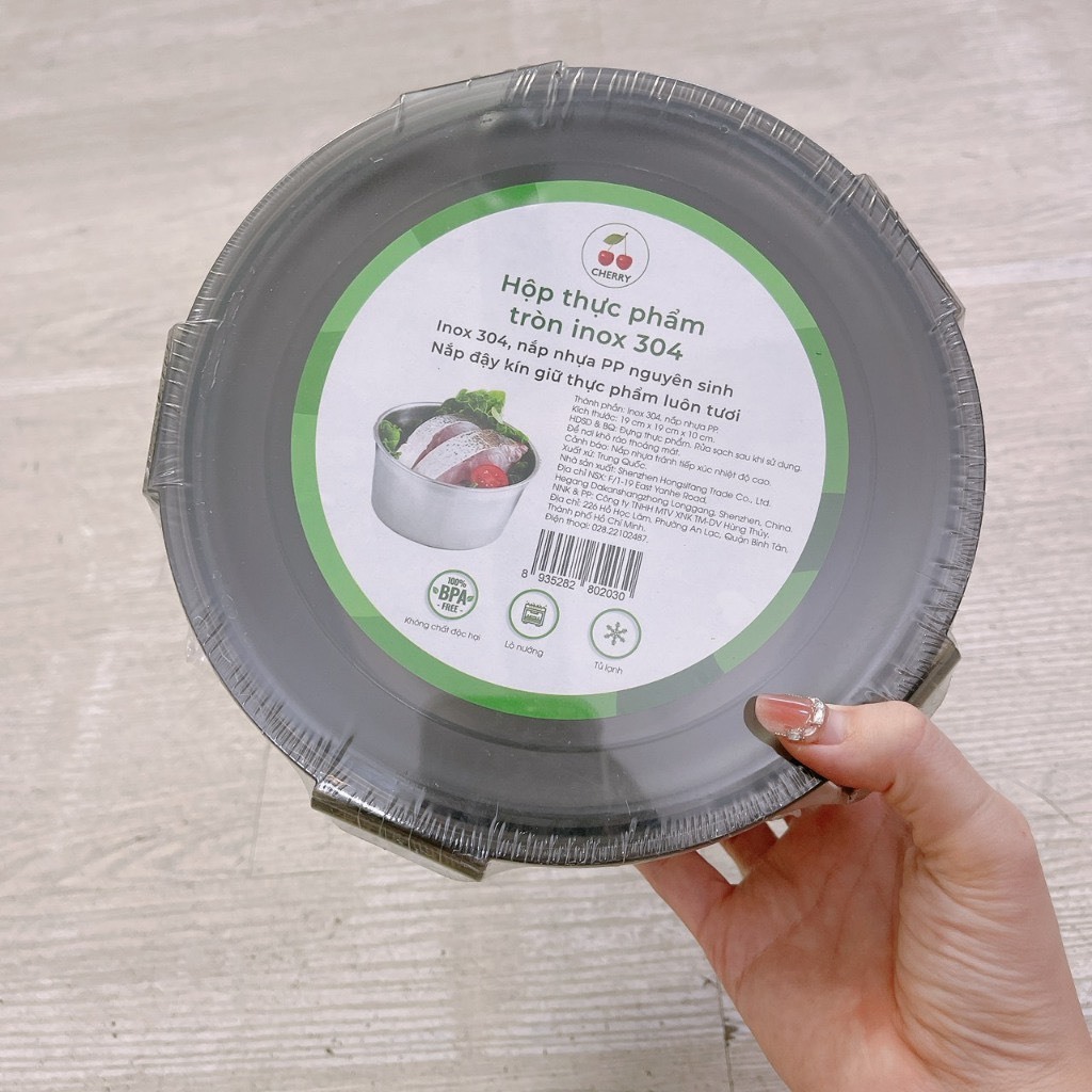 Hộp inox SUS304 hình tròn dùng để đựng thực phẩm tiện lợi có kèm nắp - Hộp đựng thức ăn inox kèm nắp nhiều kích thước.