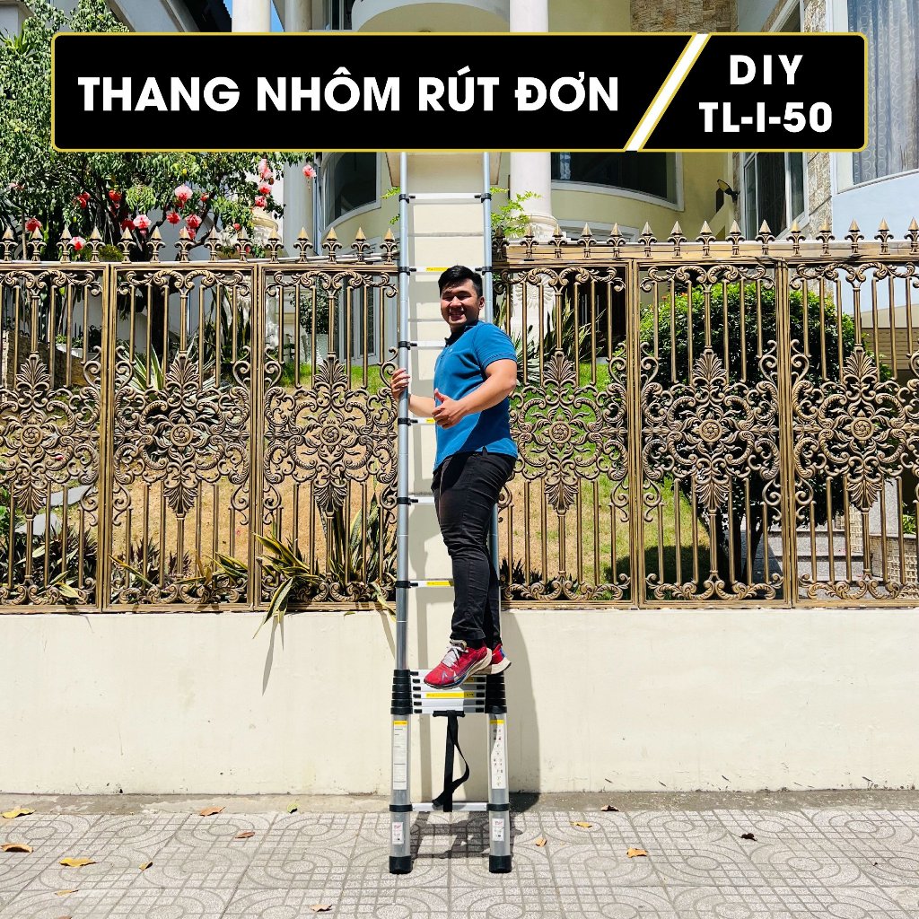 Thang nhôm rút đơn DIY TL-I-50 chiều cao sử dụng tối đa 5.0m