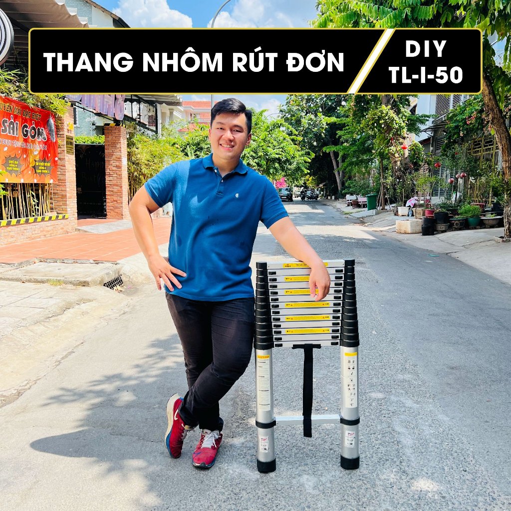 Thang nhôm rút đơn DIY TL-I-50 chiều cao sử dụng tối đa 5.0m