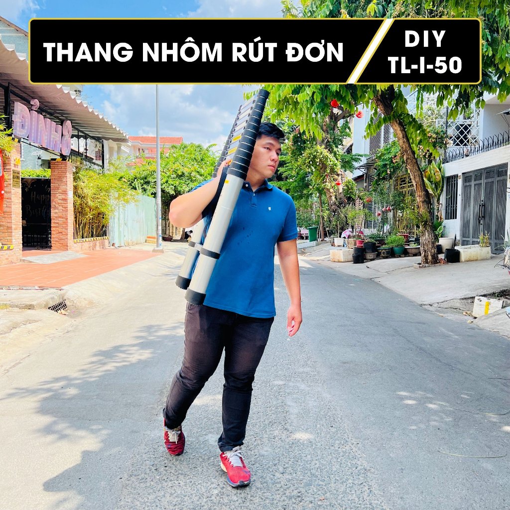 Thang nhôm rút đơn DIY TL-I-50 chiều cao sử dụng tối đa 5.0m