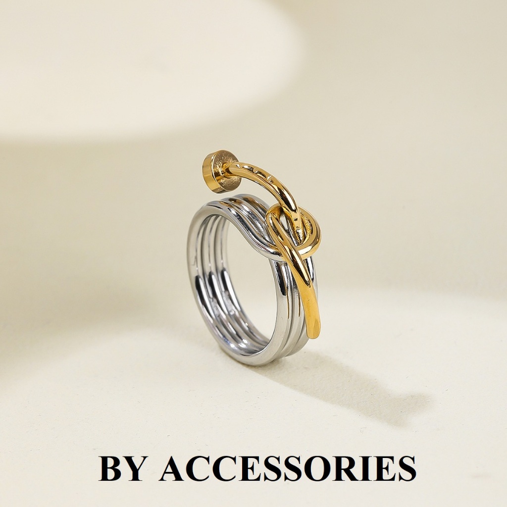 Nhẫn nam unisex titan kiểu quấn vòng nút thắt hình cây đinh độc đáo không gỉ MR2407 BY ACCESSORIES