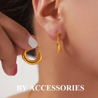 Bông tai nữ titan hình học dáng chữ U bầu ngũ giác size nhỏ vừa thanh lịch không gỉ WE2439 BY ACCESSORIES
