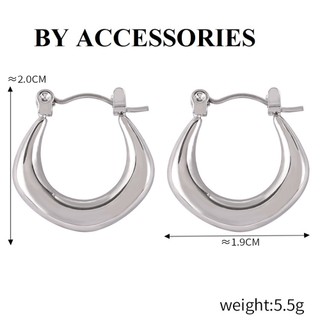 Bông tai nữ titan hình học dáng chữ U bầu ngũ giác size nhỏ vừa thanh lịch không gỉ WE2439 BY ACCESSORIES