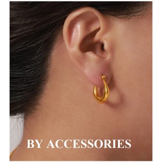 Bông tai nữ titan hình học dáng chữ U bầu ngũ giác size nhỏ vừa thanh lịch không gỉ WE2439 BY ACCESSORIES