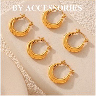 Bông tai nữ titan hình học dáng chữ U bầu ngũ giác size nhỏ vừa thanh lịch không gỉ WE2439 BY ACCESSORIES