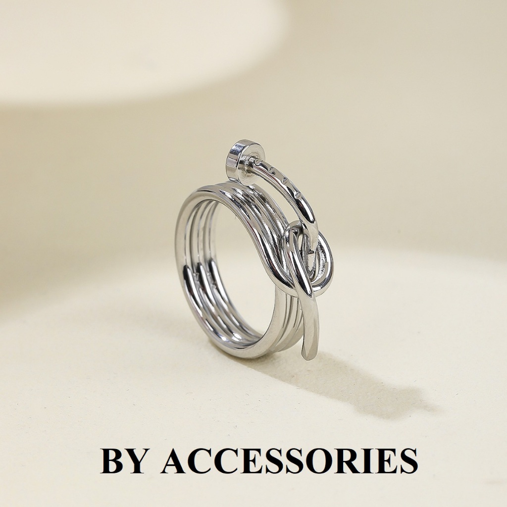 Nhẫn nam unisex titan kiểu quấn vòng nút thắt hình cây đinh độc đáo không gỉ MR2407 BY ACCESSORIES