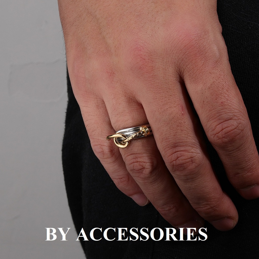 Nhẫn nam unisex titan kiểu quấn vòng nút thắt hình cây đinh độc đáo không gỉ MR2407 BY ACCESSORIES