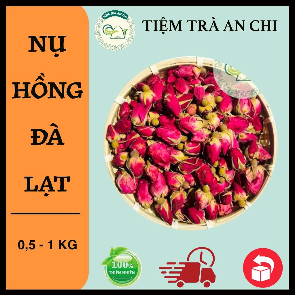 500g Trà nụ hoa hồng sấy khô màu hồng đẹp, lọc vụn giúp dưỡng da, chống lão hóa, ngủ ngon