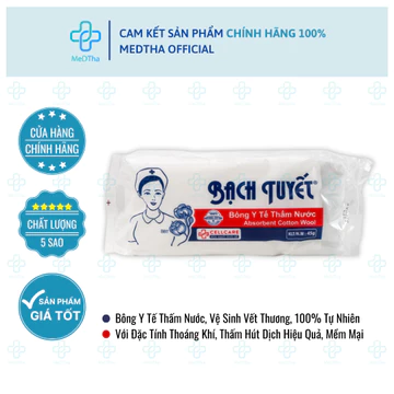 Bông Bạch Tuyết 100g - Bông Y Tế Thấm Nước, Vệ Sinh Vết Thương, 100% Bông Tự Nhiên (1 Túi)