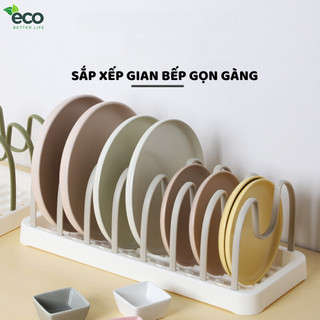 (LOẠI 1) Kệ Để Nắp Vung Nồi Đa Năng ECO, Giá Úp Đĩa Chảo Để Đồ Nhà Bếp Điều Chỉnh Khoảng Cách Tùy Ý