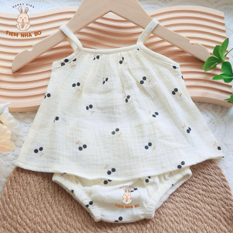 Bộ hai dây xô muslin mềm mát cho bé gái diện hè điệu đà size từ 5-15kg Tiệm Nhà Bơ