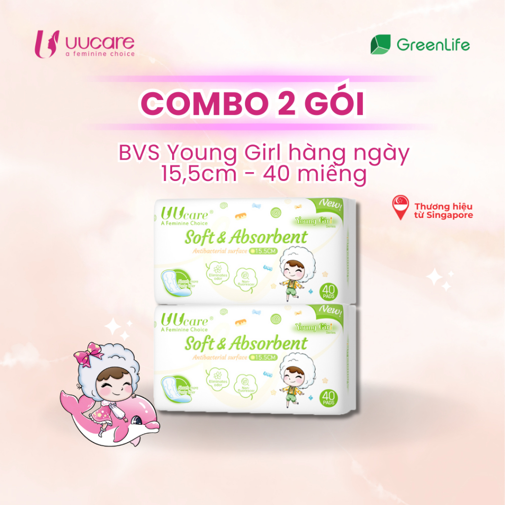 Ảnh Combo tiết kiệm Băng vệ sinh UUcare Singapore Young Girl hàng ngày 15cm 1