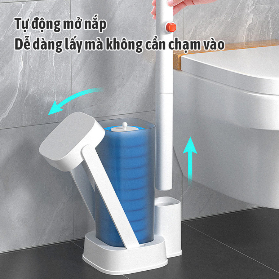 Ảnh Bộ cọ vệ sinh dùng một lần gắn tường, cọ toilet xoay 360 độ thế hệ mới có đầu thay thế 3