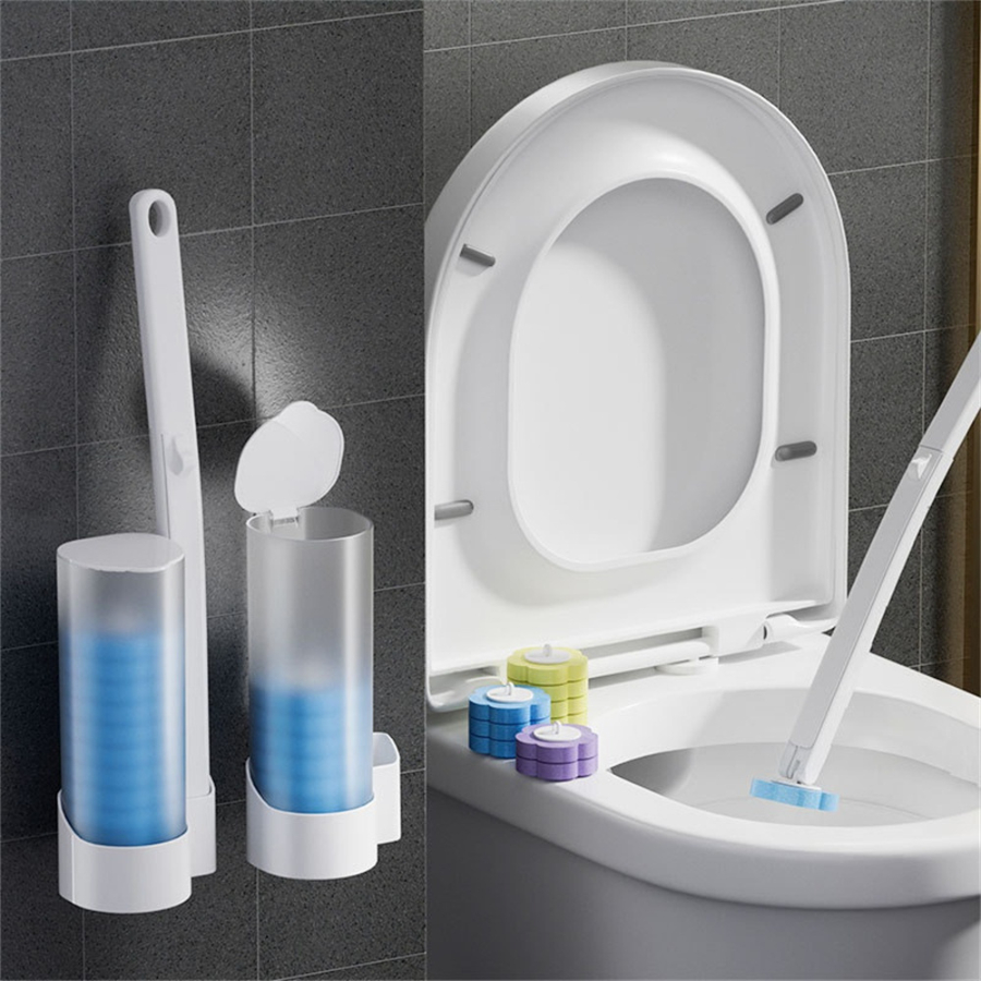 Ảnh Bộ cọ vệ sinh dùng một lần gắn tường, cọ toilet xoay 360 độ thế hệ mới có đầu thay thế 2