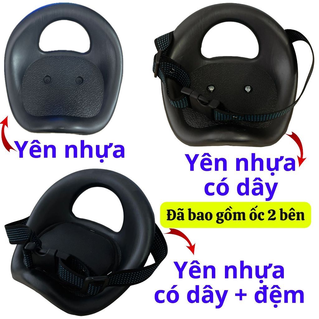 Yên xe 3 bánh , yên nhựa xe 3 bánh , yên nhựa ghế đôn ga có dây đai đã kèm ốc