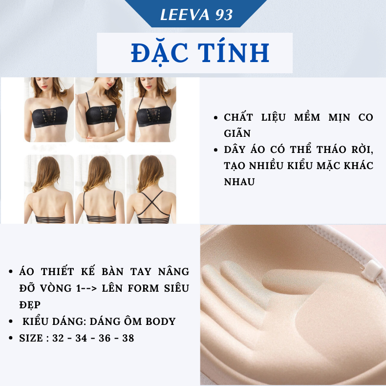Áo Lót Nữ Cúp Ren Không Dây bàn tay NÂNG NGỰC chống tụt DÂY RÚT tạo khe AN09