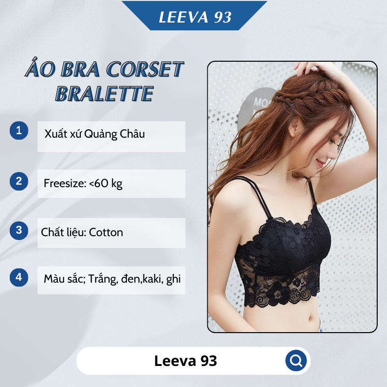 Áo bra corset bralette ren mềm không gọng có đệm ngực mỏng sexy sang chảnh AN07