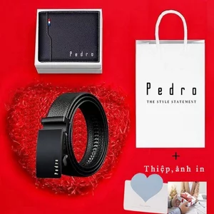 Bộ quà tặng đặc biệt hỗ trợ in thiệp ,lời chúc cho người thương - Ví da + thăt lưng nam full túi hộp