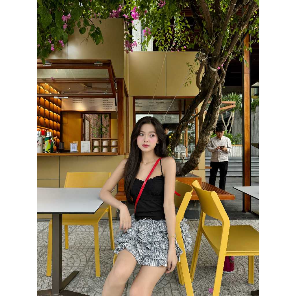 (CS) Áo Hai Dây Nơ Ren Form Ôm, Áo Dây Viền Ren Croptop Thoáng Mát | ELEGANT TOP | Secodee