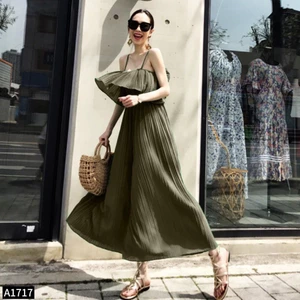 Jumpsuit 2 dây lụa dập ly chạy chun phối bèo A1717