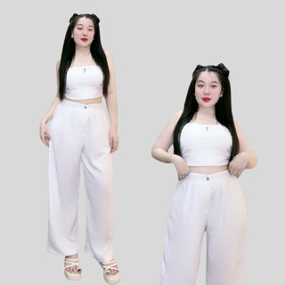 Quần suông bigsize nữ dáng dài ống rộng cạp cao thoải mái chất vải tuyết mưa mềm mịn thời trang công sở QS