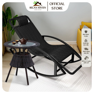 Ghế bập bênh con thoi thư giãn Relax Haven giả mây khung thép chắc chắn sử dụng phòng khách ban công sân vườn
