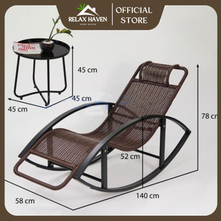 Ghế bập bênh con thoi thư giãn Relax Haven giả mây khung thép chắc chắn sử dụng phòng khách ban công sân vườn