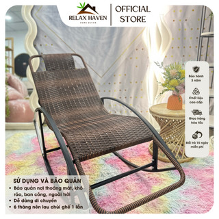 Ghế bập bênh con thoi thư giãn Relax Haven giả mây khung thép chắc chắn sử dụng phòng khách ban công sân vườn