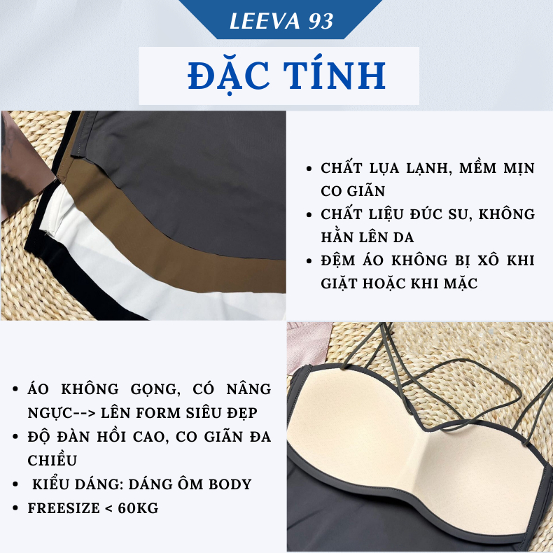 Áo Bra Đúc su 2 dây dáng dài AN03, Áo Ngực Lụa Lạnh Không Đường May Đệm mỏng Dây Đeo Vai Điều Chỉnh Được Cho Nữ