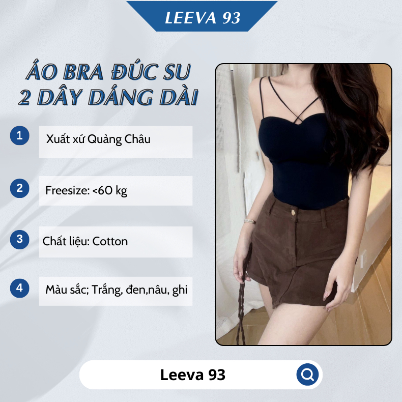 Áo Bra Đúc su 2 dây dáng dài AN03, Áo Ngực Lụa Lạnh Không Đường May Đệm mỏng Dây Đeo Vai Điều Chỉnh Được Cho Nữ