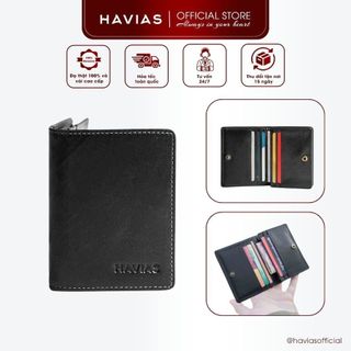 Ví Da HAVIAS Da Bò thật 100% dáng đứng ví da nam nữ mini nhỏ gọn BIZ