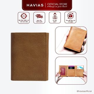 Ví Gấp Mini HAVIAS Da Bò Vachetta nhập khẩu ví da nam nữ NOTE