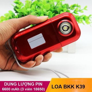 Loa đa năng đài FM BKK K39 có 2 khe gắn thẻ nhớ và đèn pin chiếu sáng - Pin khủng 6600mah (Đen)