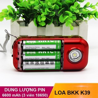 Loa đa năng đài FM BKK K39 có 2 khe gắn thẻ nhớ và đèn pin chiếu sáng - Pin khủng 6600mah (Đen)