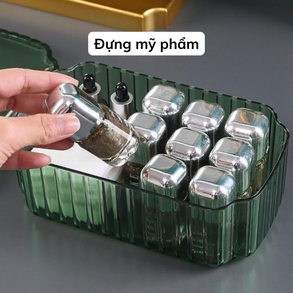 Hộp Đựng Trang Sức Bằng Nhựa Cao Cấp Có Nắp, Khay Đựng Nhẫn, Vòng Tay, Khuyên Tai, Mỹ Phẩm Chia Ngăn 3 Tầng Tiện Lợi