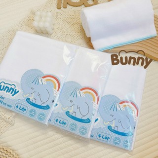 Khăn tắm xô cho bé 4 lớp, 6 lớp xuất nhật Bunny khổ 75x75, vải xô cao cấp xuất nhật mềm mại không xù bông.
