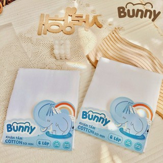 Khăn tắm xô cho bé 4 lớp, 6 lớp xuất nhật Bunny khổ 75x75, vải xô cao cấp xuất nhật mềm mại không xù bông.